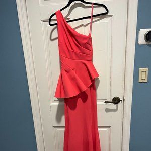 Chiara Boni La Petite Robe Couture One-Shoulder Coral Gown, Size 38